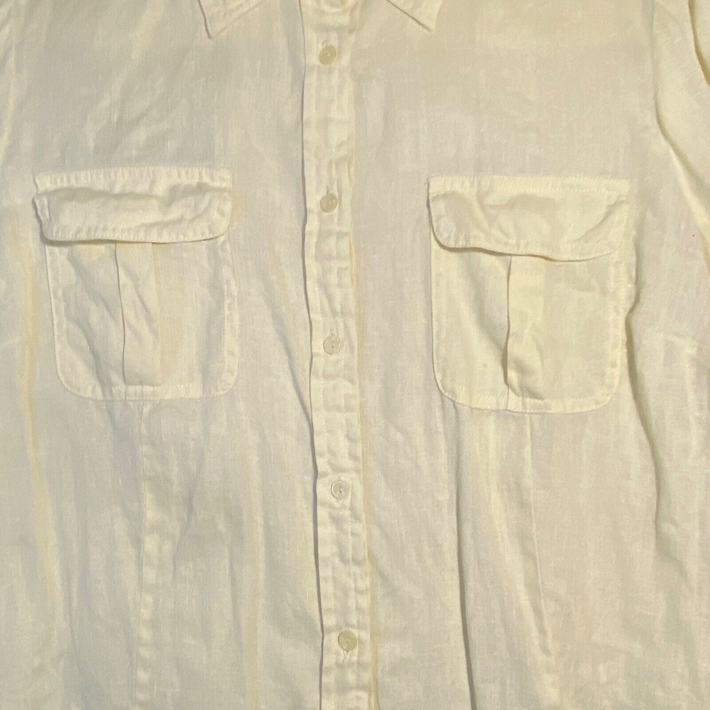 GRACE ELEMENTS women's  100% LINEN YELLOW Button‎ Down LONG SLEEVE 1X - Picture 5 of 9